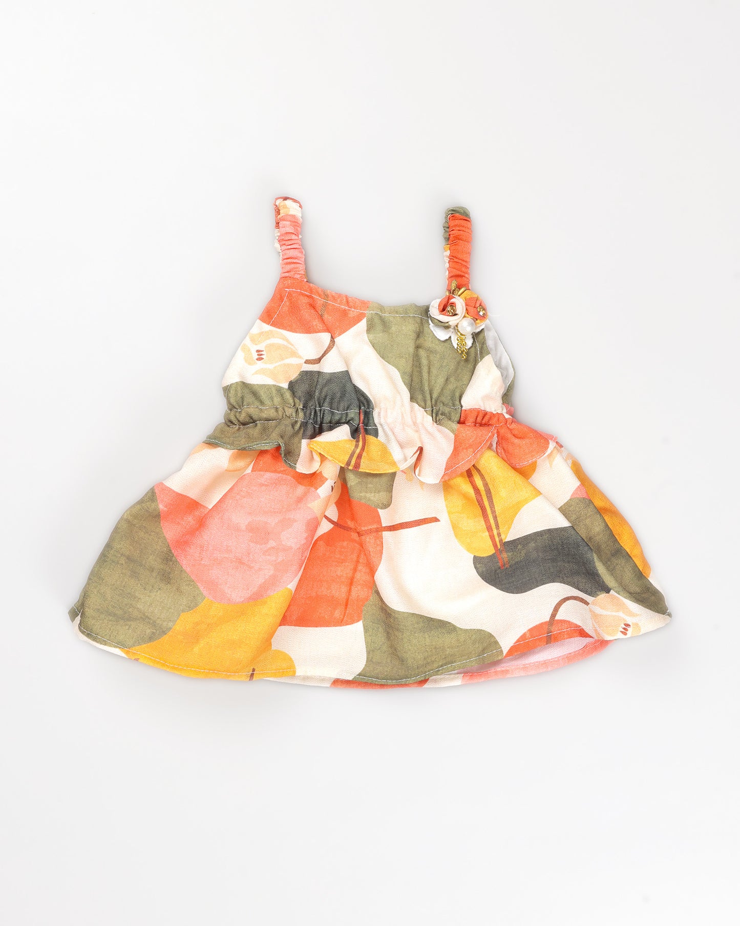 Water Abstract Printed Peplum Top With 3/4 Pant & Hat