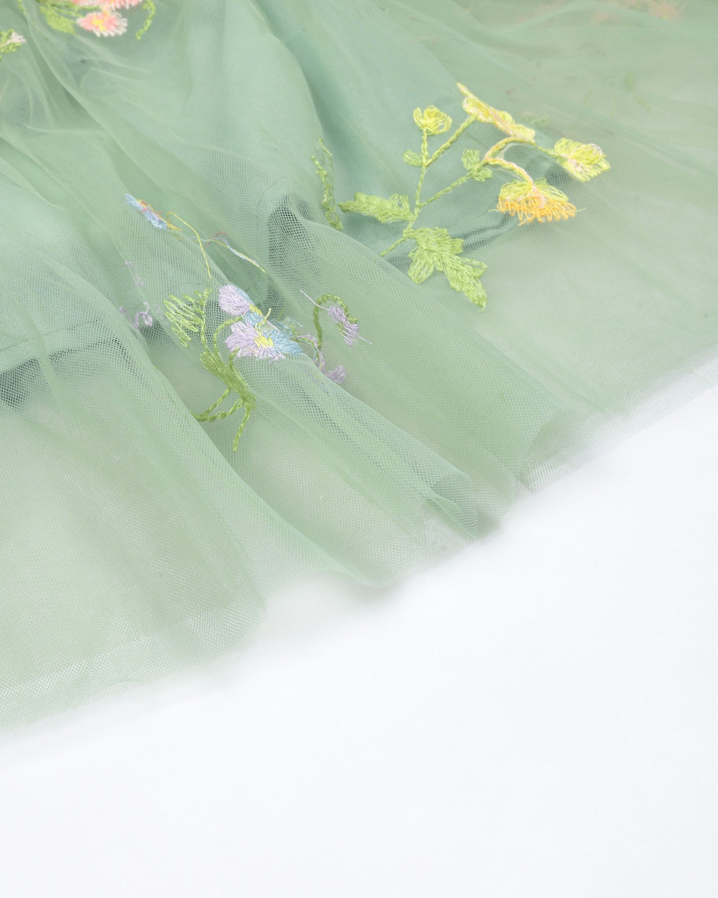 Flower Embroidered Tulle Frock With Butterfly Details