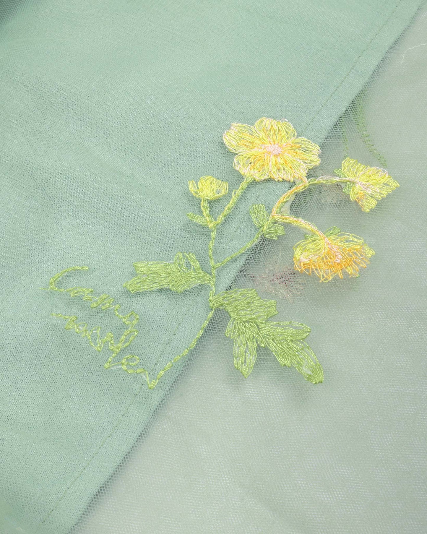 Flower Embroidered Tulle Frock With Butterfly Details