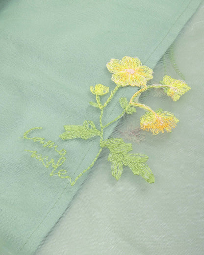 Flower Embroidered Tulle Frock With Butterfly Details