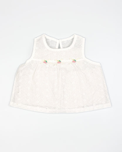 Sleeveless Chikankari Top With Shorts Co-Ord Set