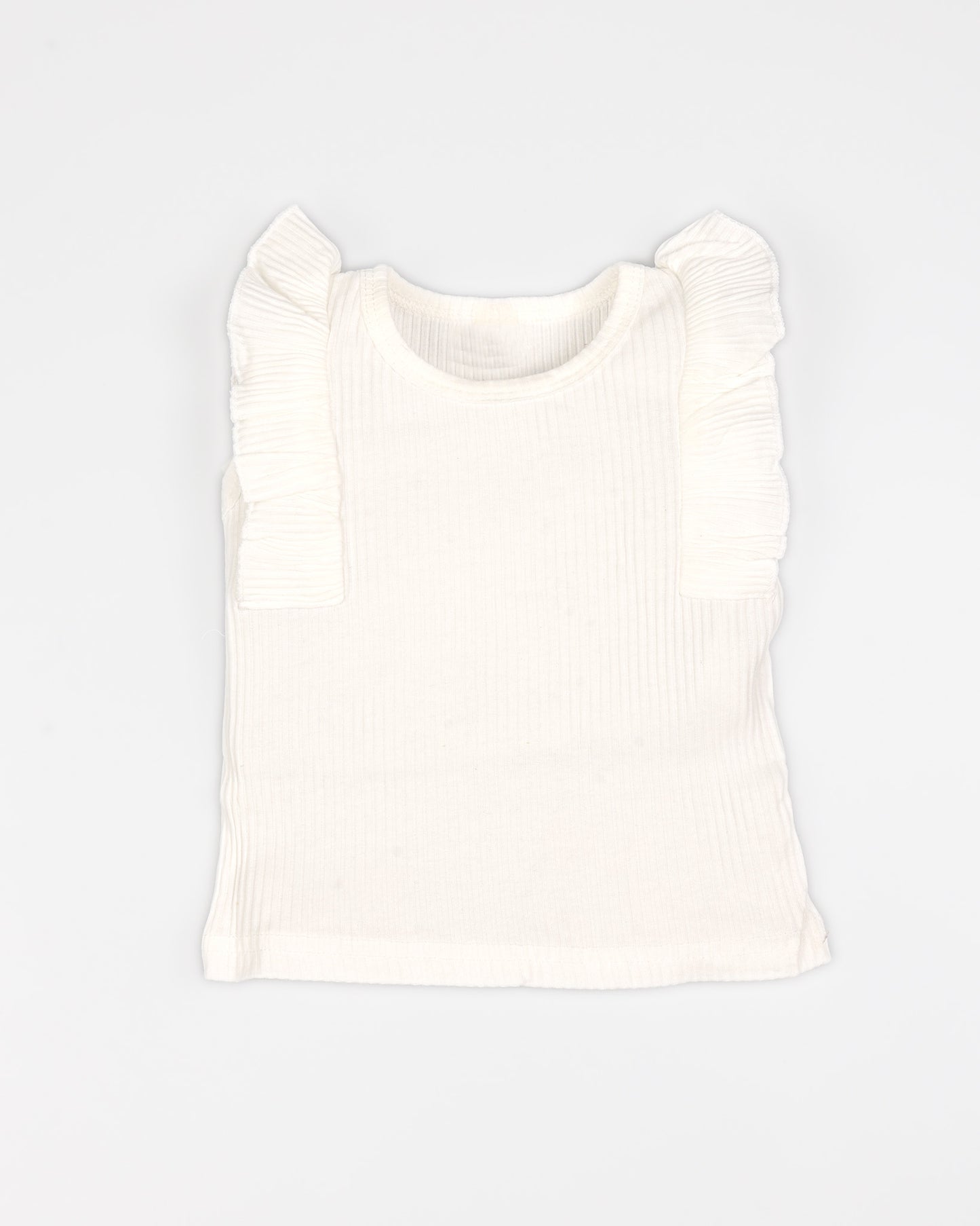 Frill Top With Textured Printed Skirt & Belt Detail