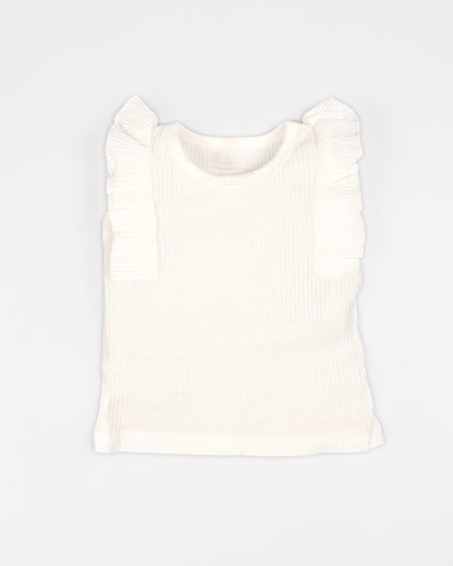 Frill Top With Textured Printed Skirt & Belt Detail