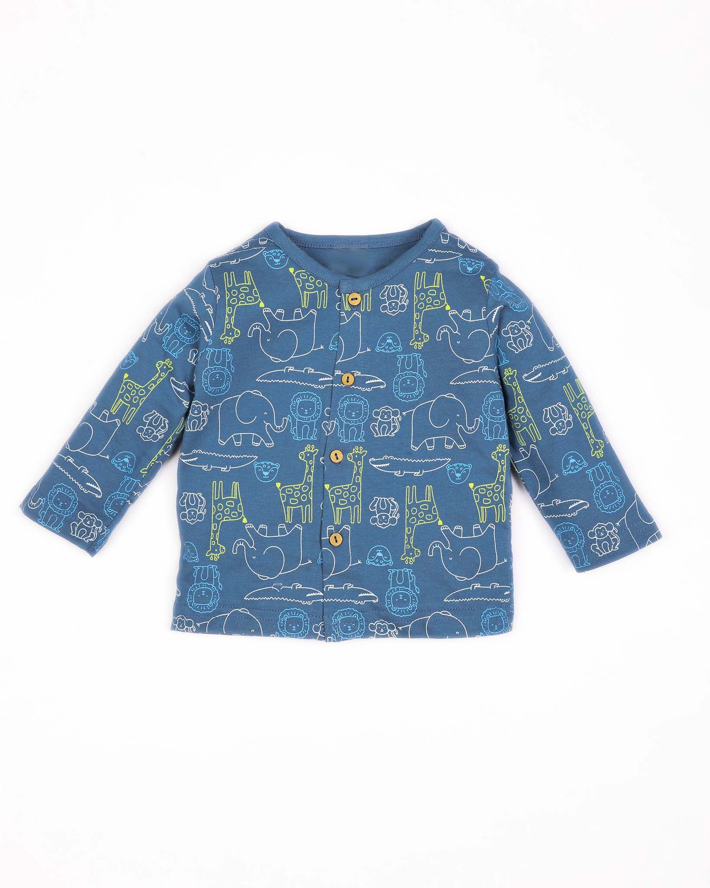 Front Open Jungle Animals Printed Full Sleeve Co-Ord Set