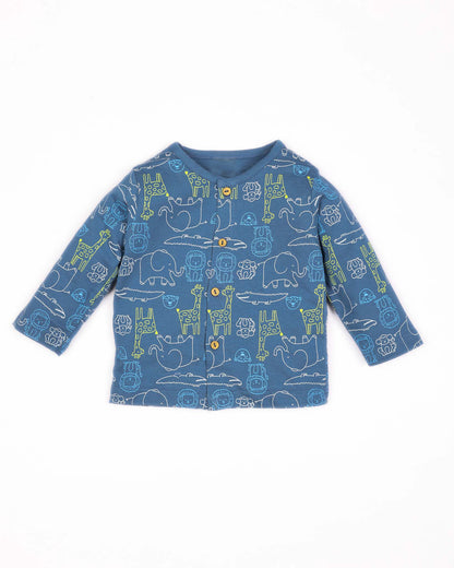 Front Open Jungle Animals Printed Full Sleeve Co-Ord Set