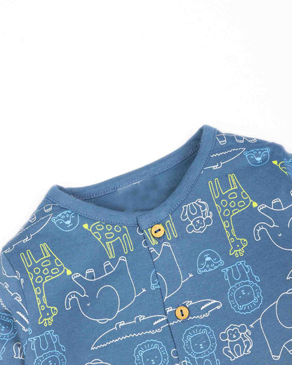 Front Open Jungle Animals Printed Full Sleeve Co-Ord Set