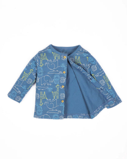 Front Open Jungle Animals Printed Full Sleeve Co-Ord Set