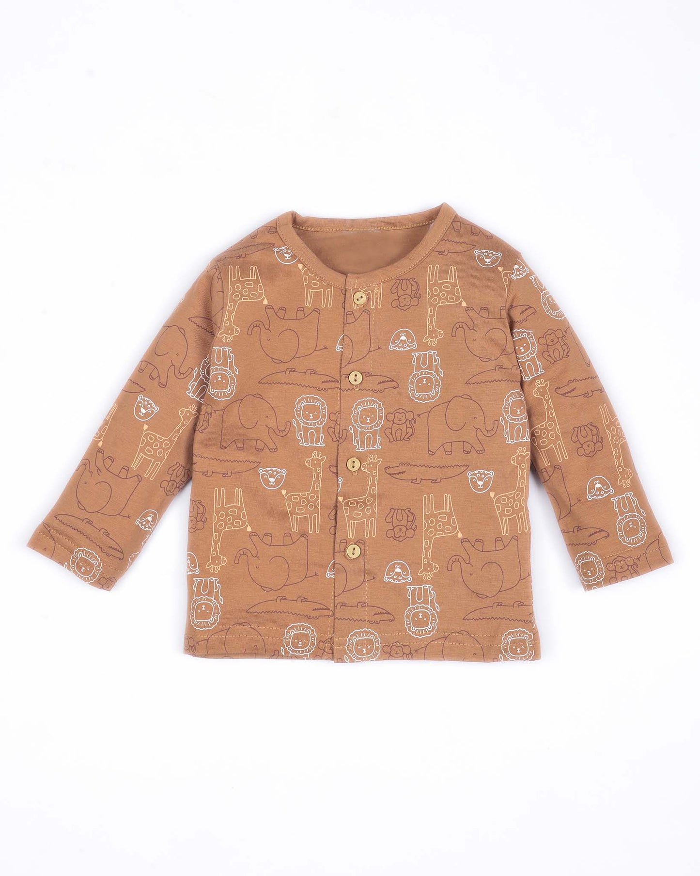 Front Open Jungle Animals Printed Full Sleeve Co-Ord Set