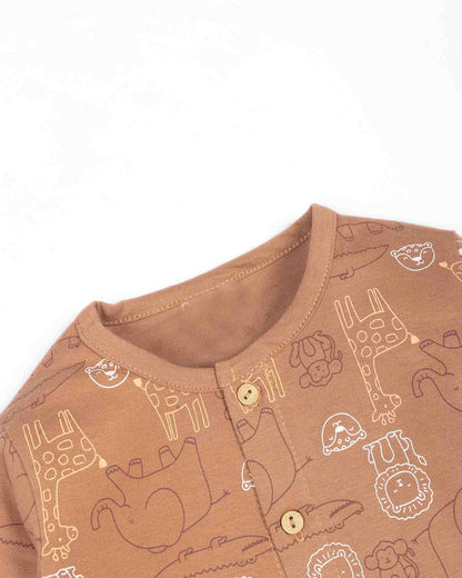 Front Open Jungle Animals Printed Full Sleeve Co-Ord Set