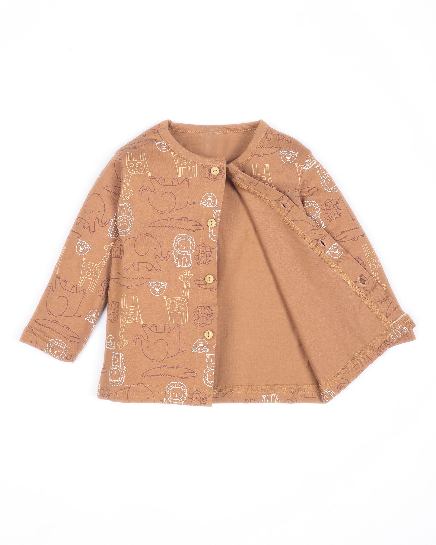 Front Open Jungle Animals Printed Full Sleeve Co-Ord Set