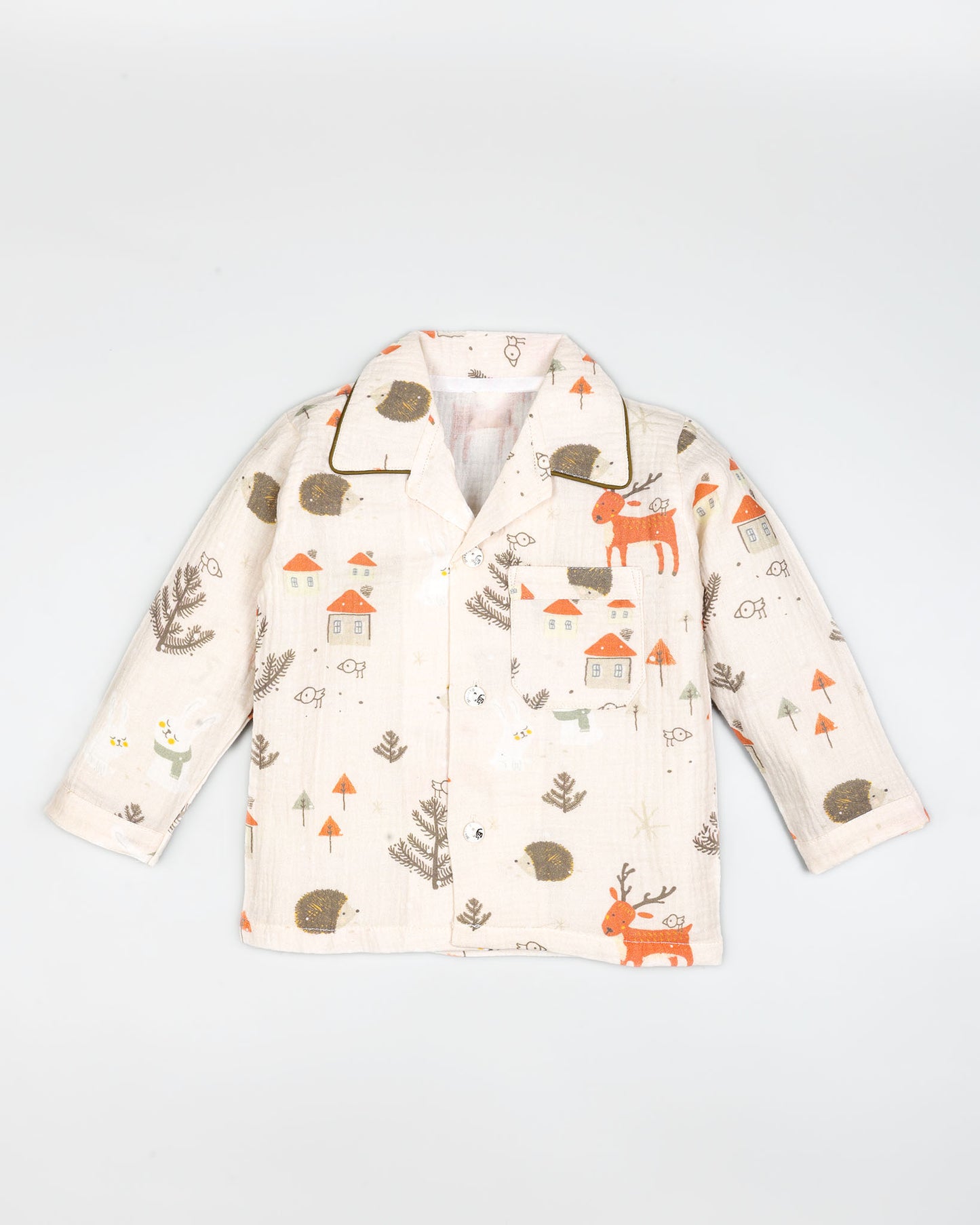 Nordic Winter Animal Printed Muslin Night Suit