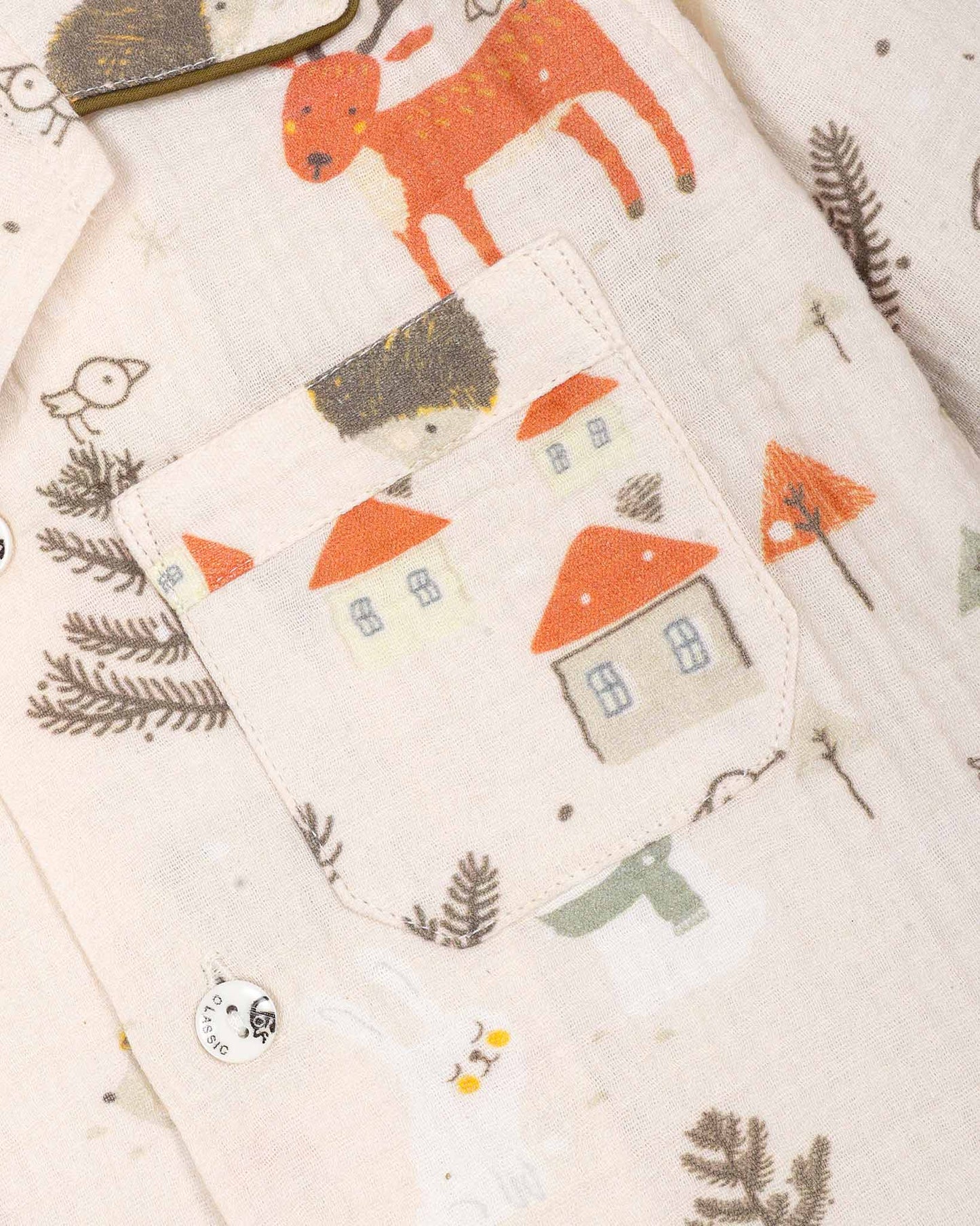 Nordic Winter Animal Printed Muslin Night Suit