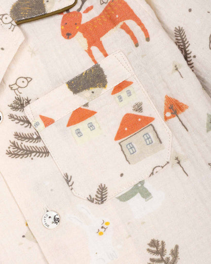 Nordic Winter Animal Printed Muslin Night Suit