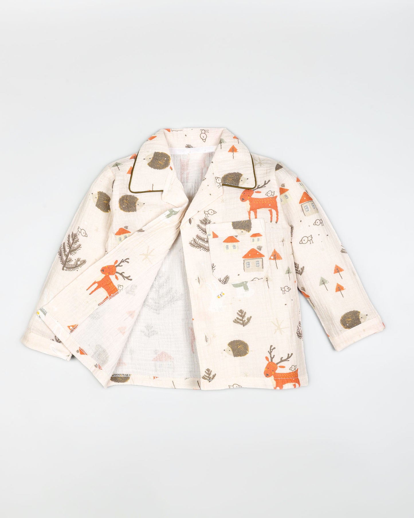 Nordic Winter Animal Printed Muslin Night Suit