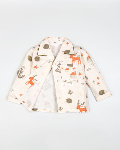 Nordic Winter Animal Printed Muslin Night Suit