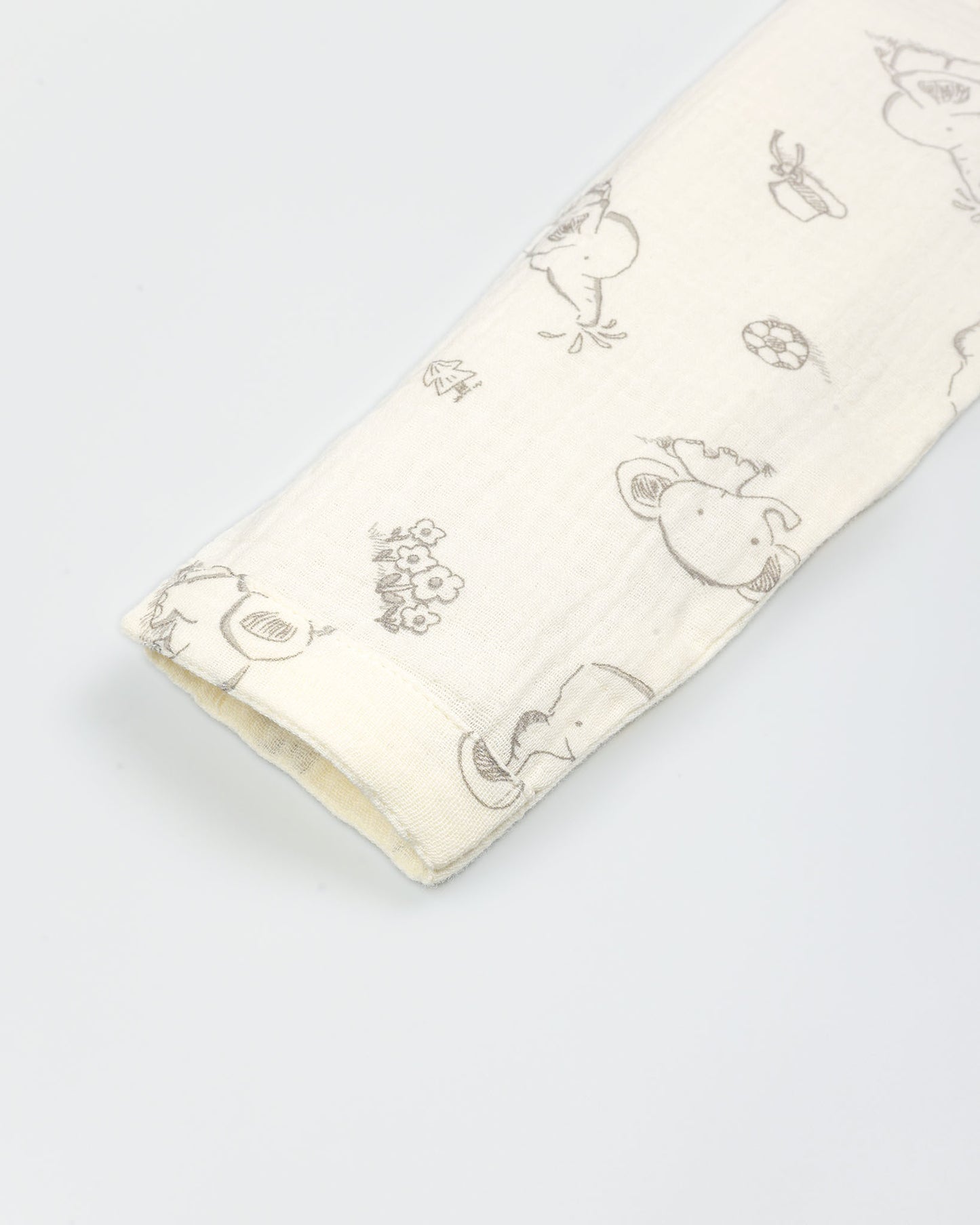 Baby Elle Doodle Printed Muslin Night Suit - Oatmeal