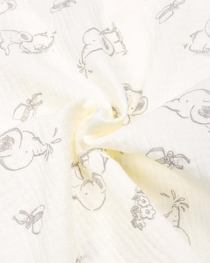 Baby Elle Doodle Printed Muslin Night Suit - Oatmeal