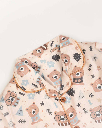 Bear In The Woods Printed Night Suit