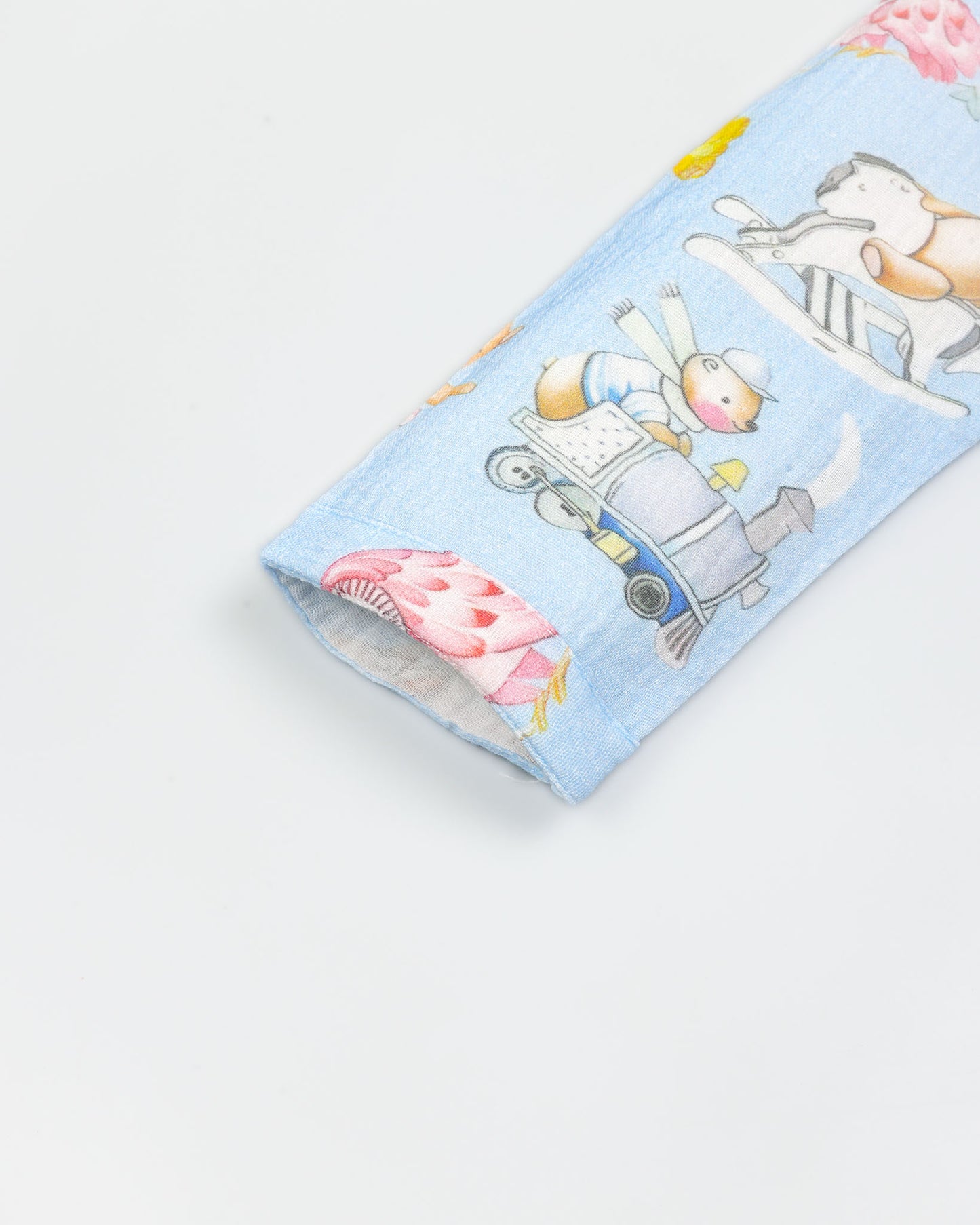 Baby Bear Life Printed Muslin Night Suit - Baby Blue