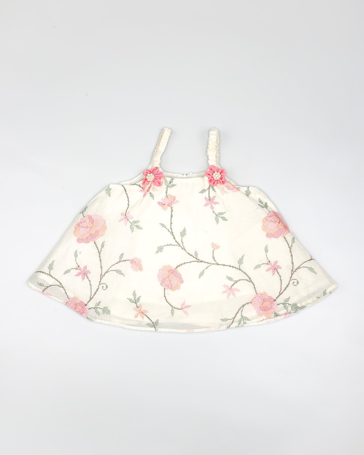 Floral Embroidered Flared Top With Pleated Plazo