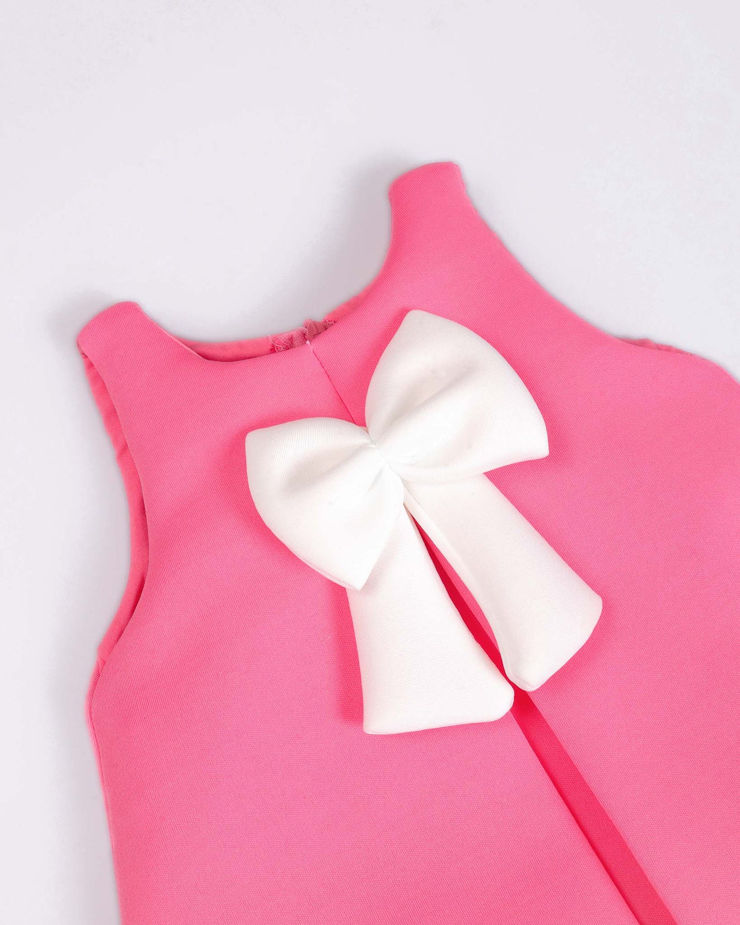 Sleeveless A-Line Frock With Contrasting Bow Details