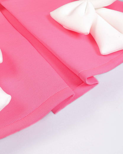 Sleeveless A-Line Frock With Contrasting Bow Details