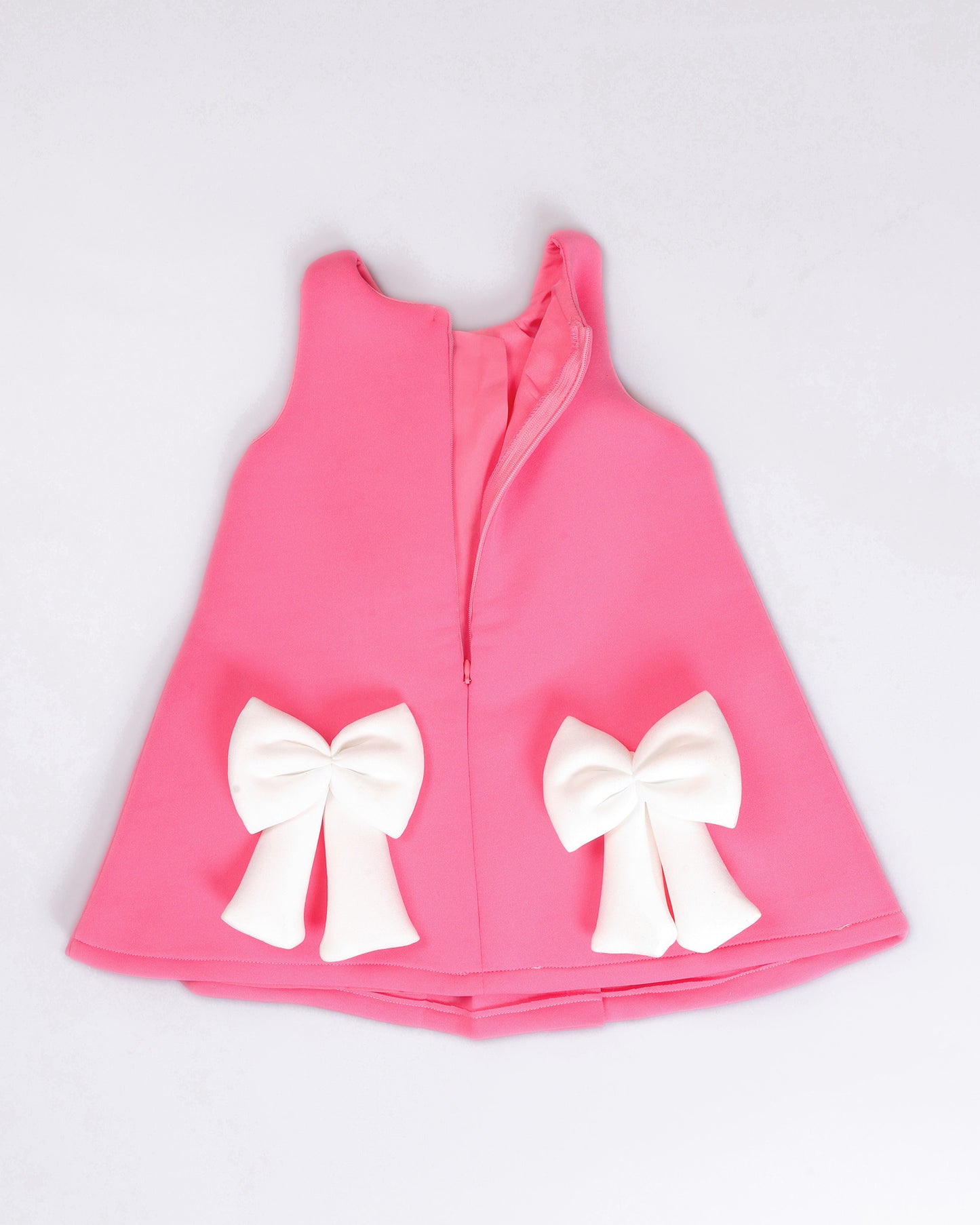 Sleeveless A-Line Frock With Contrasting Bow Details