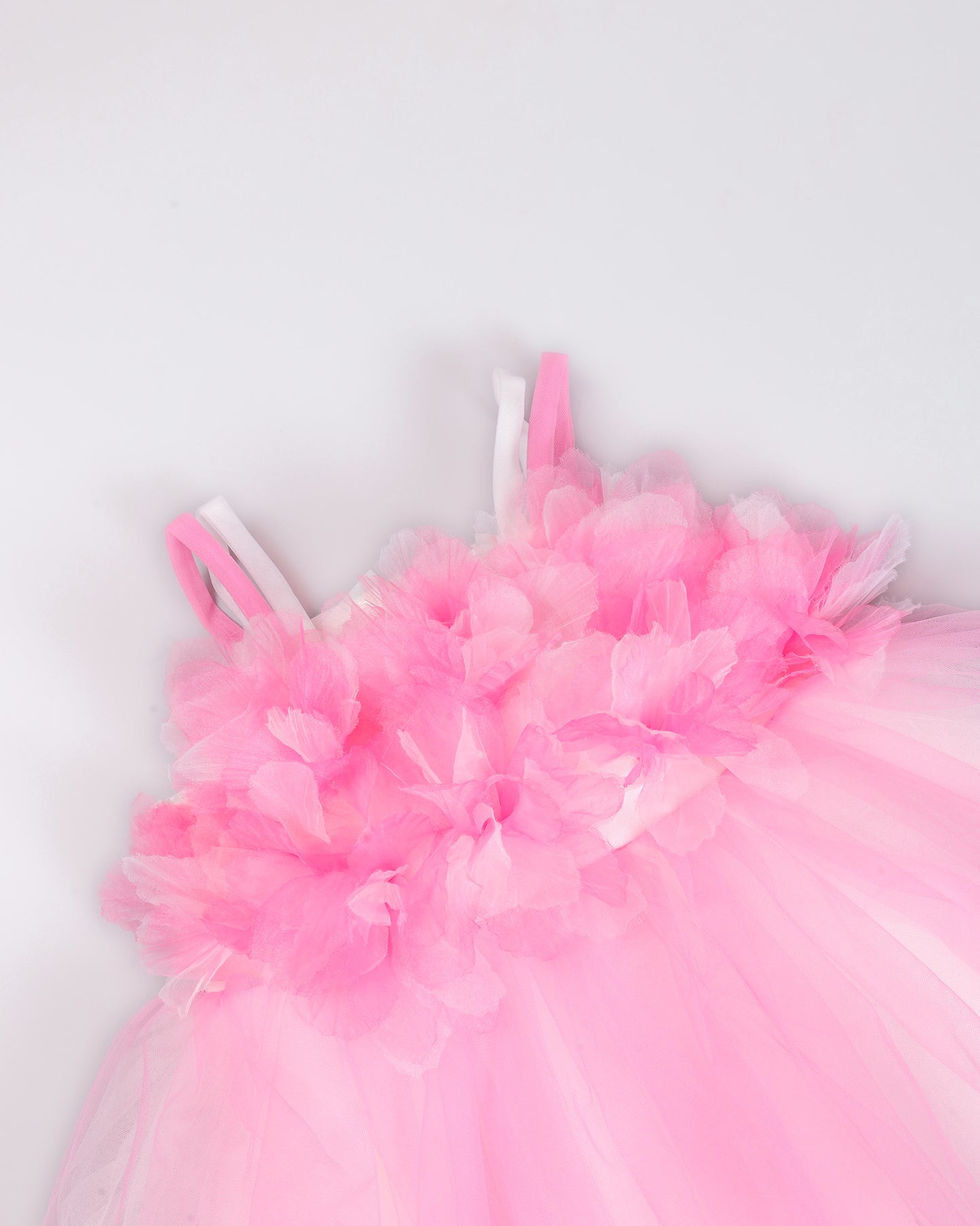 Floral 3d Ruffel Tulle Overlapping Frock Dress