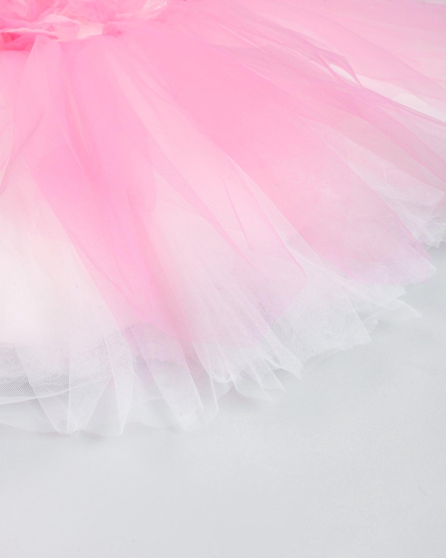 Floral 3d Ruffel Tulle Overlapping Frock Dress