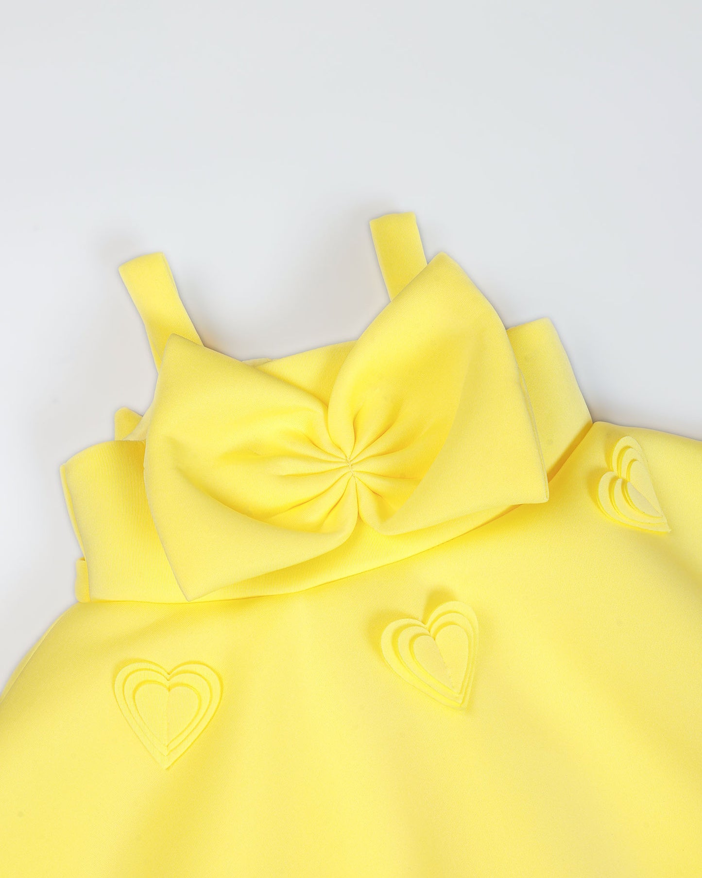 3d Heart Applique Sleeveless Frock With Big Bow