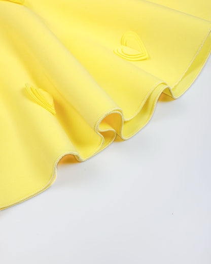3d Heart Applique Sleeveless Frock With Big Bow