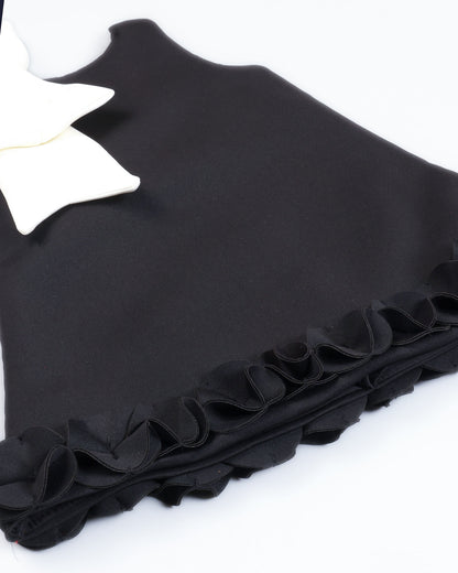 3d Layered Hem Sleeveless A-Line Dress With Shoulder Bow Detail