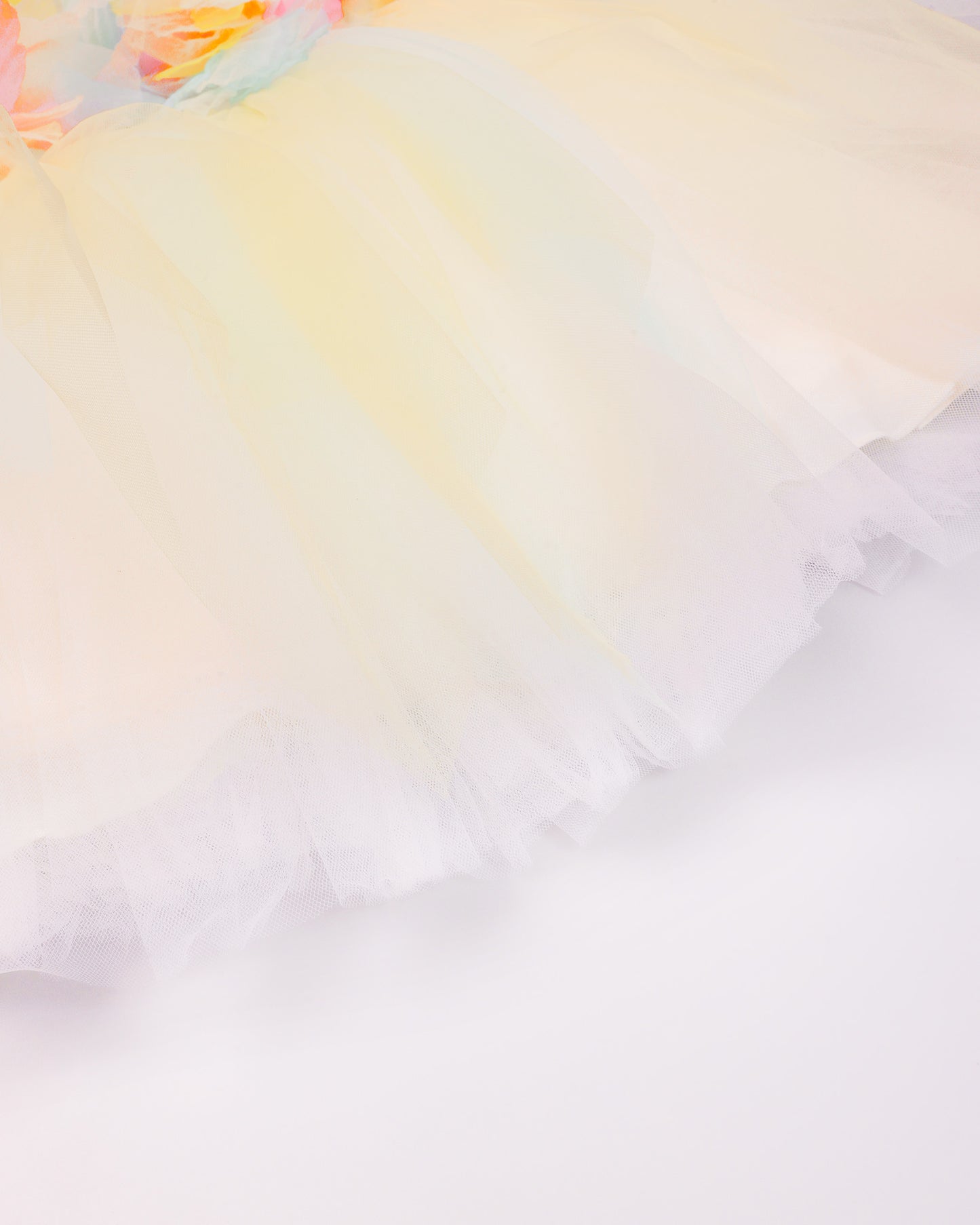 Floral 3d Ruffel Tulle Overlapping Frock Dress