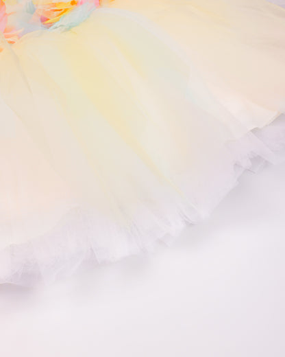 Floral 3d Ruffel Tulle Overlapping Frock Dress