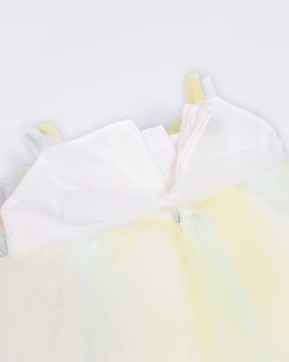 Floral 3d Ruffel Tulle Overlapping Frock Dress