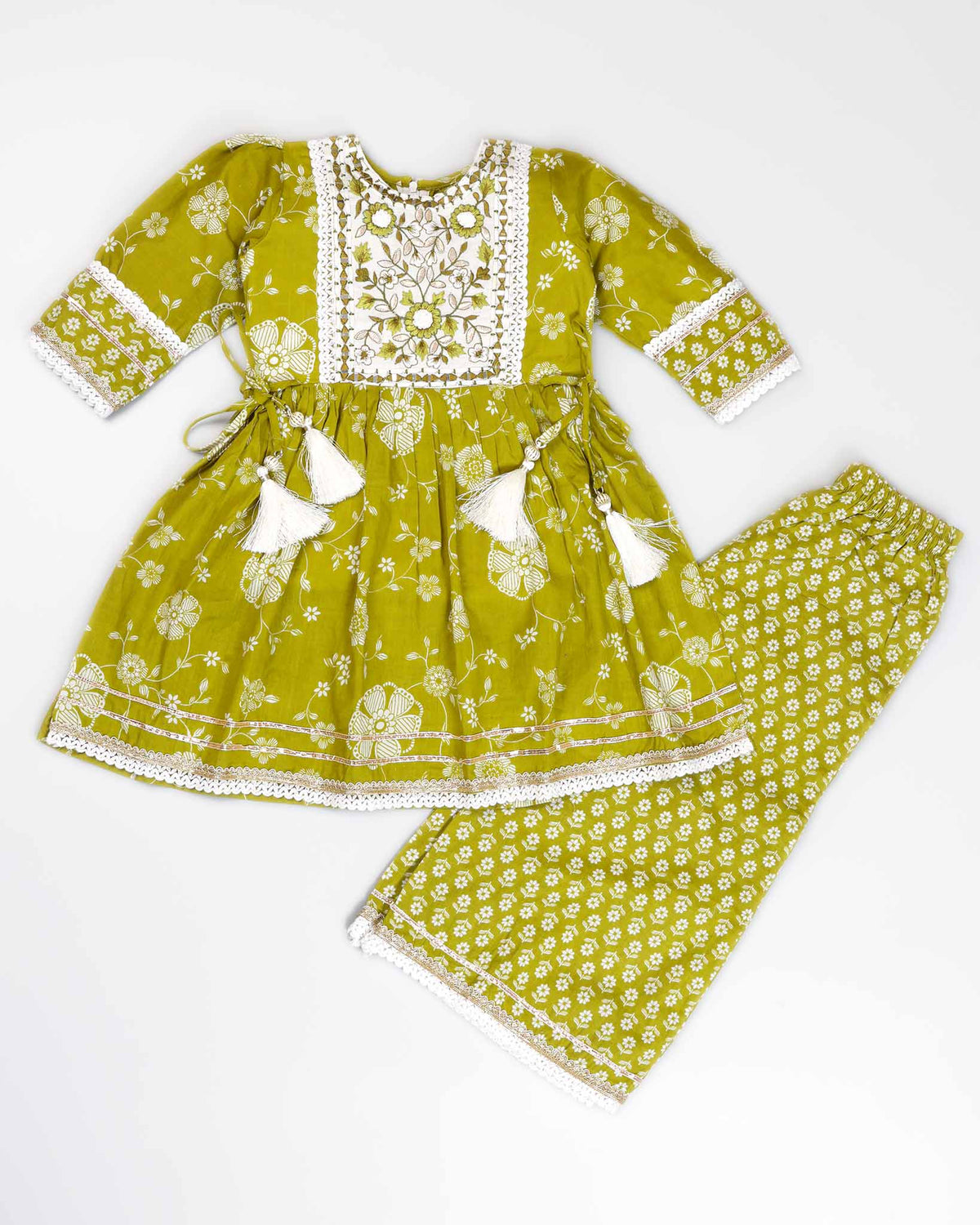 Floral Printed A-Line Kurti & Straight Plazo Set