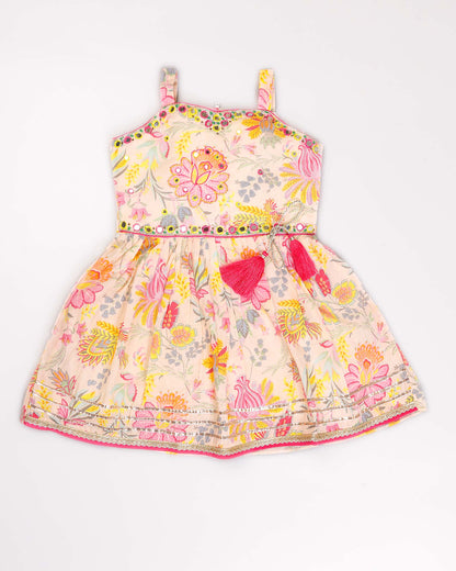 Folk Floral Peplum Sleeveless Kurti & Patiala Set