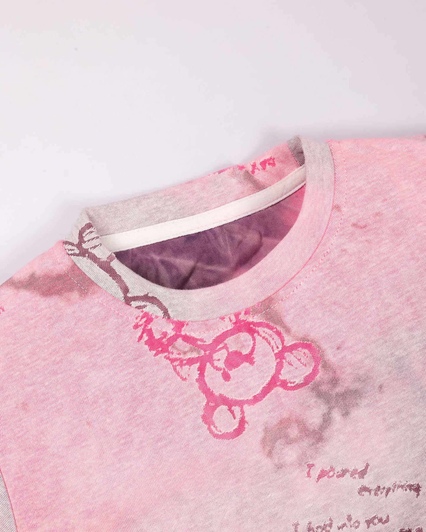Textured Bear Face Tie-Dye T-Shirt & Denim Co-ord Set