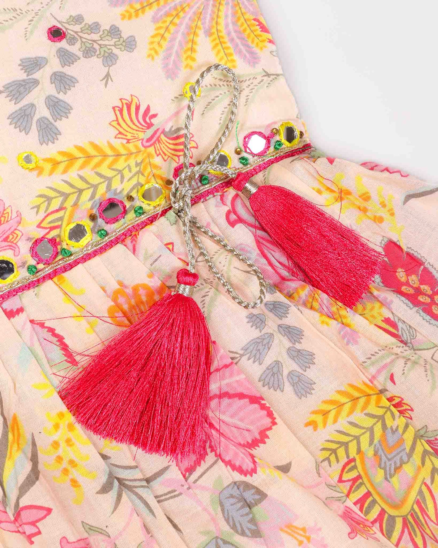 Folk Floral Peplum Sleeveless Kurti & Patiala Set