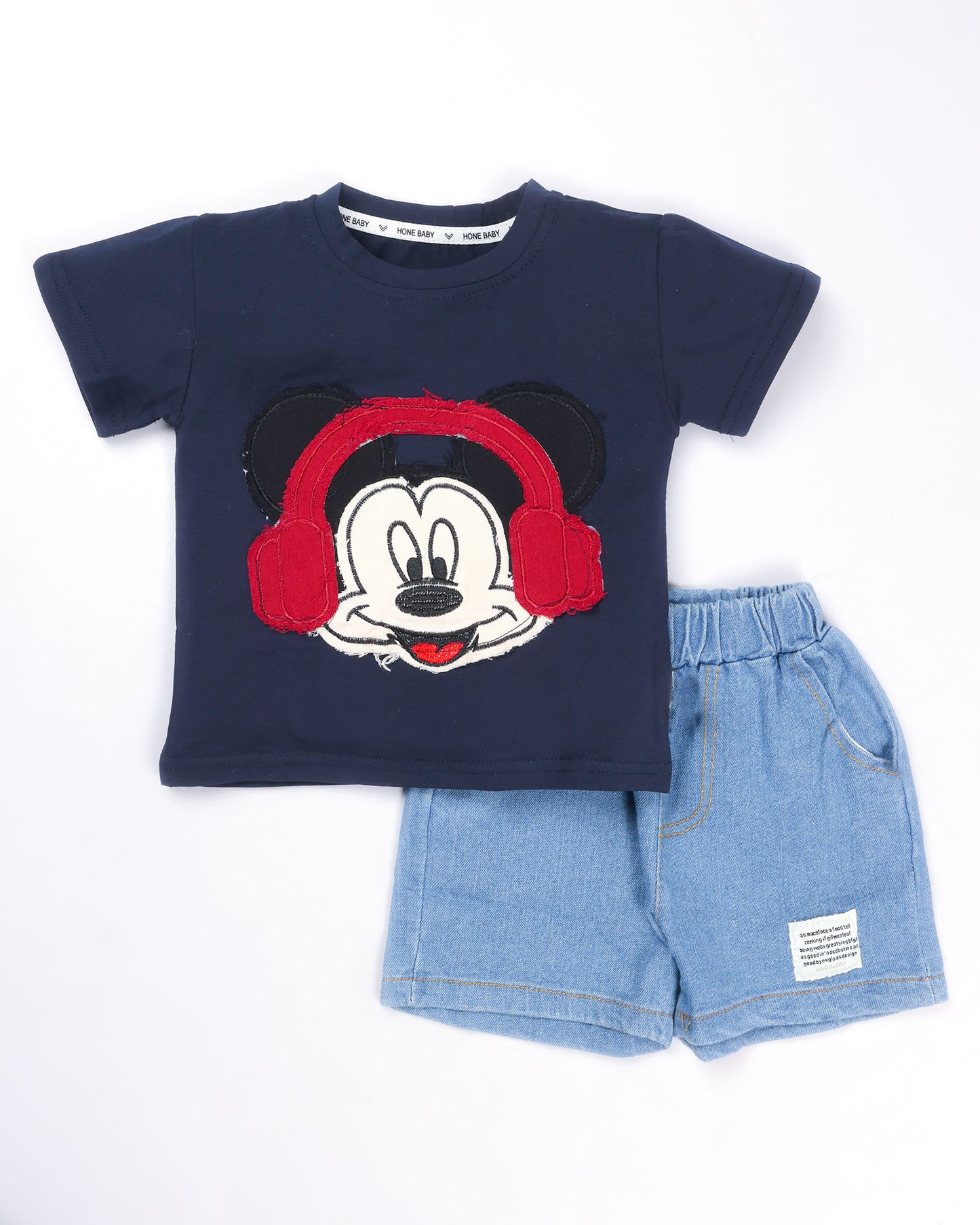 Mickey Mouse Appliquéd T-Shirt & Denim Co-ord Set