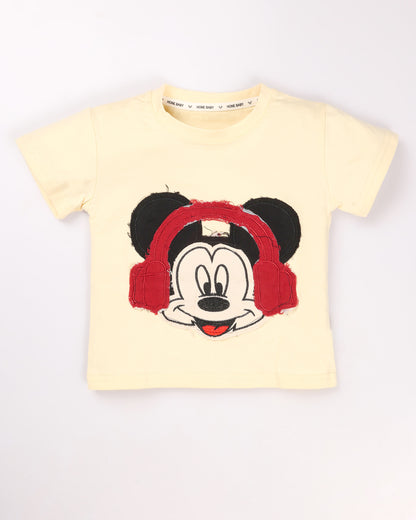 Mickey Mouse Appliquéd T-Shirt & Denim Co-ord Set