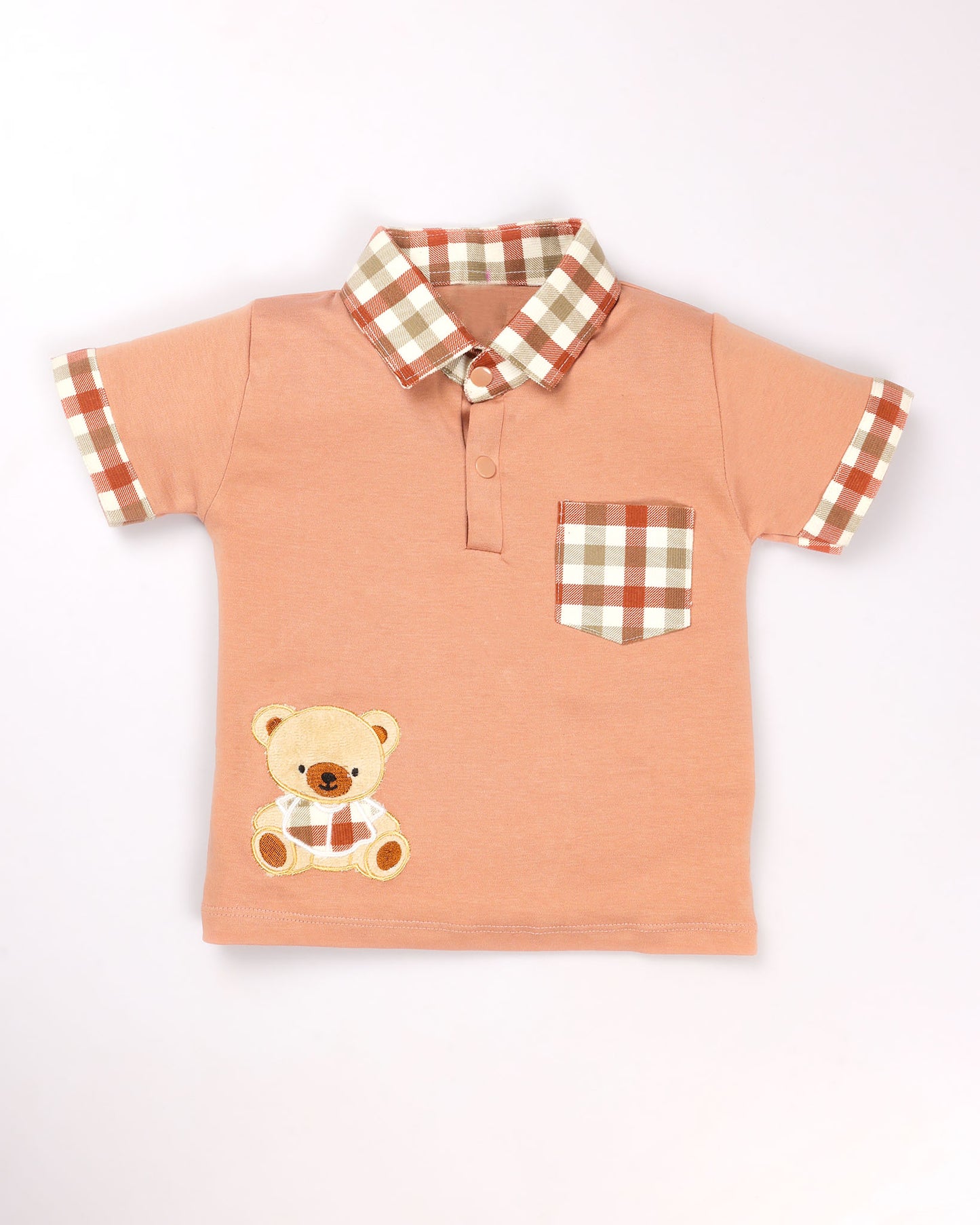 Check Textured Polo T-Shirt & Shorts Co-ord Set