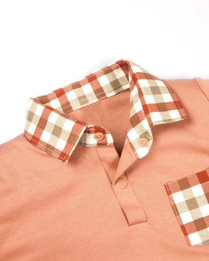 Check Textured Polo T-Shirt & Shorts Co-ord Set