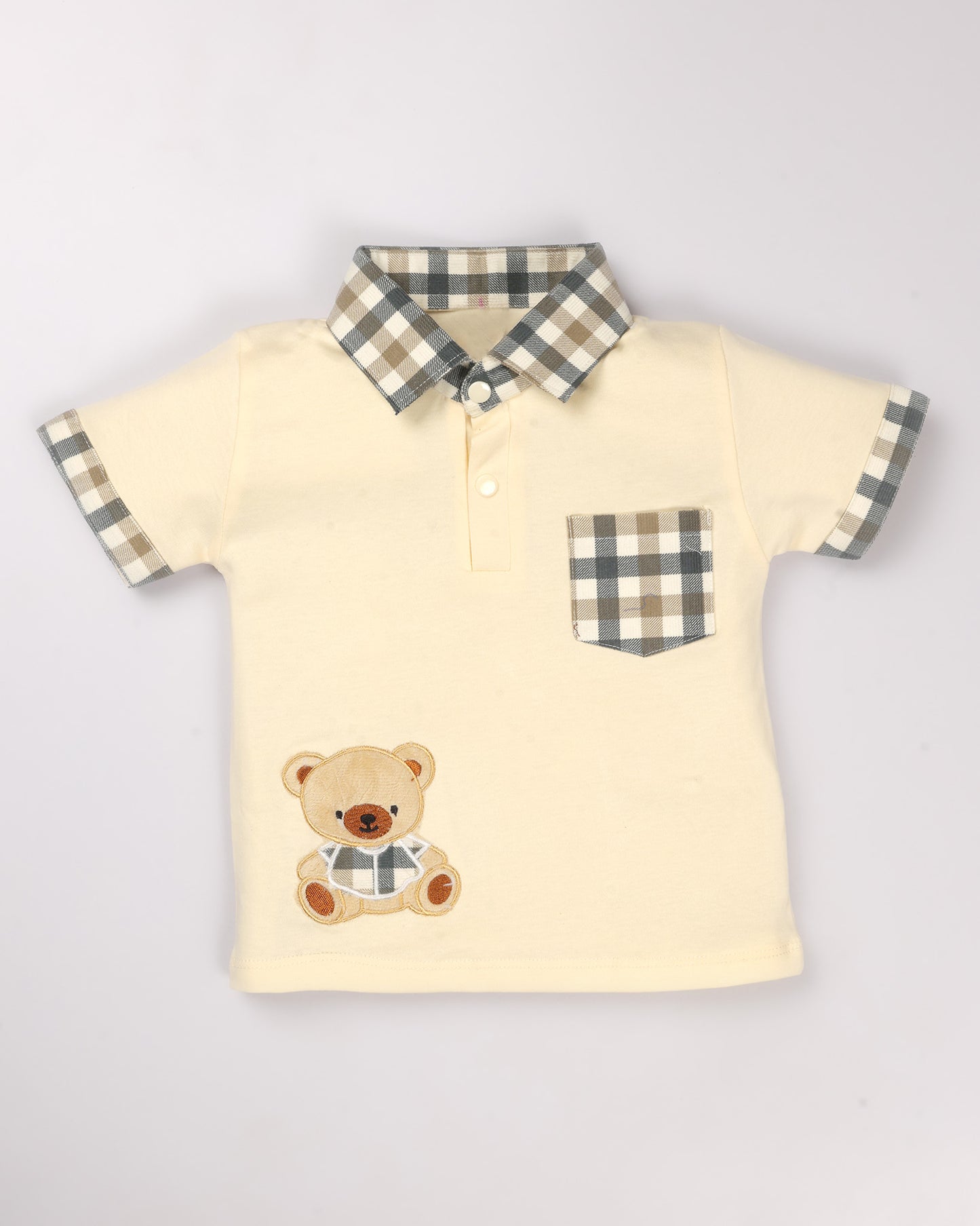 Check Textured Polo T-Shirt & Shorts Co-ord Set