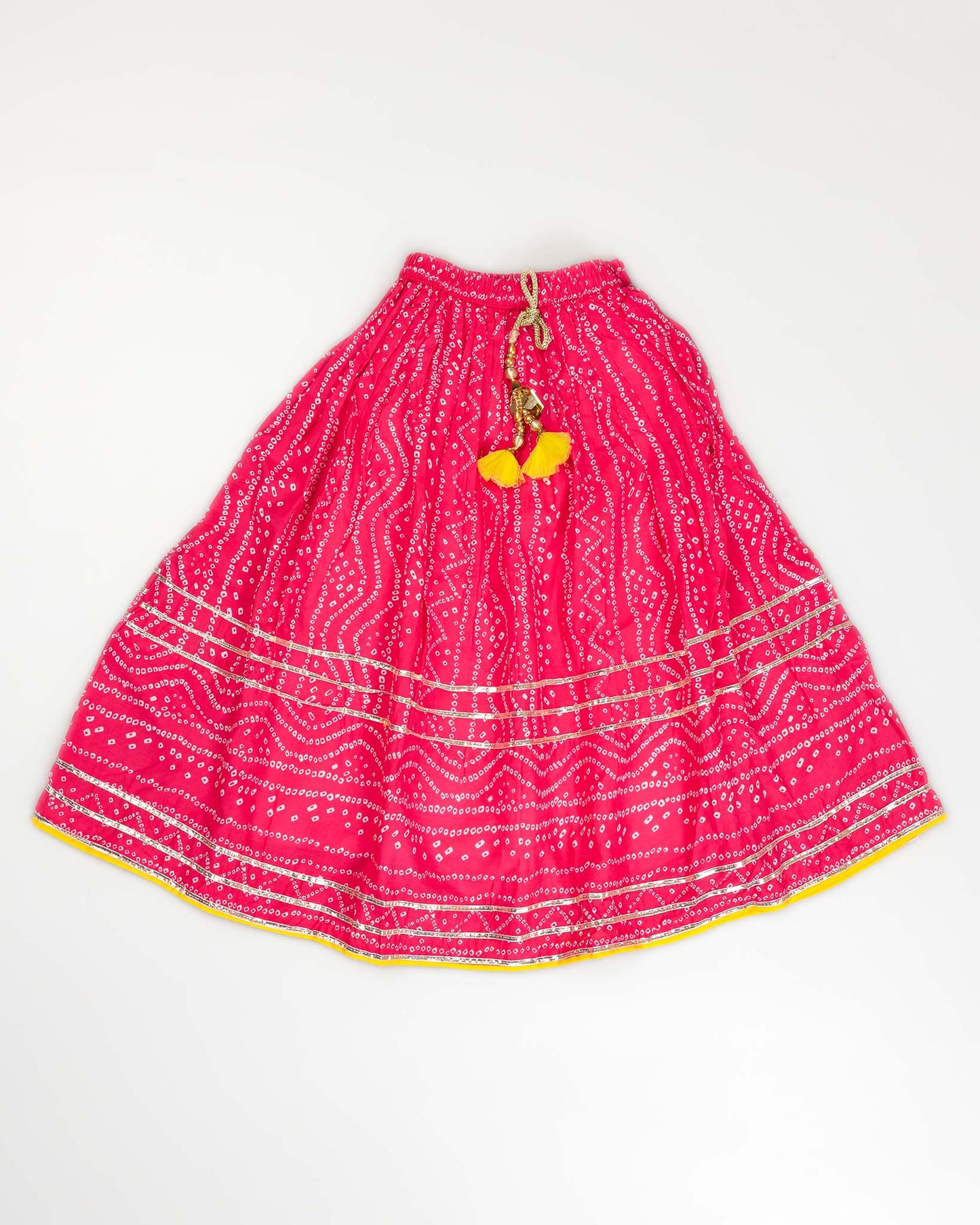 Embroidered Crop Top & Bandhani Skirt Style Lehenga Set