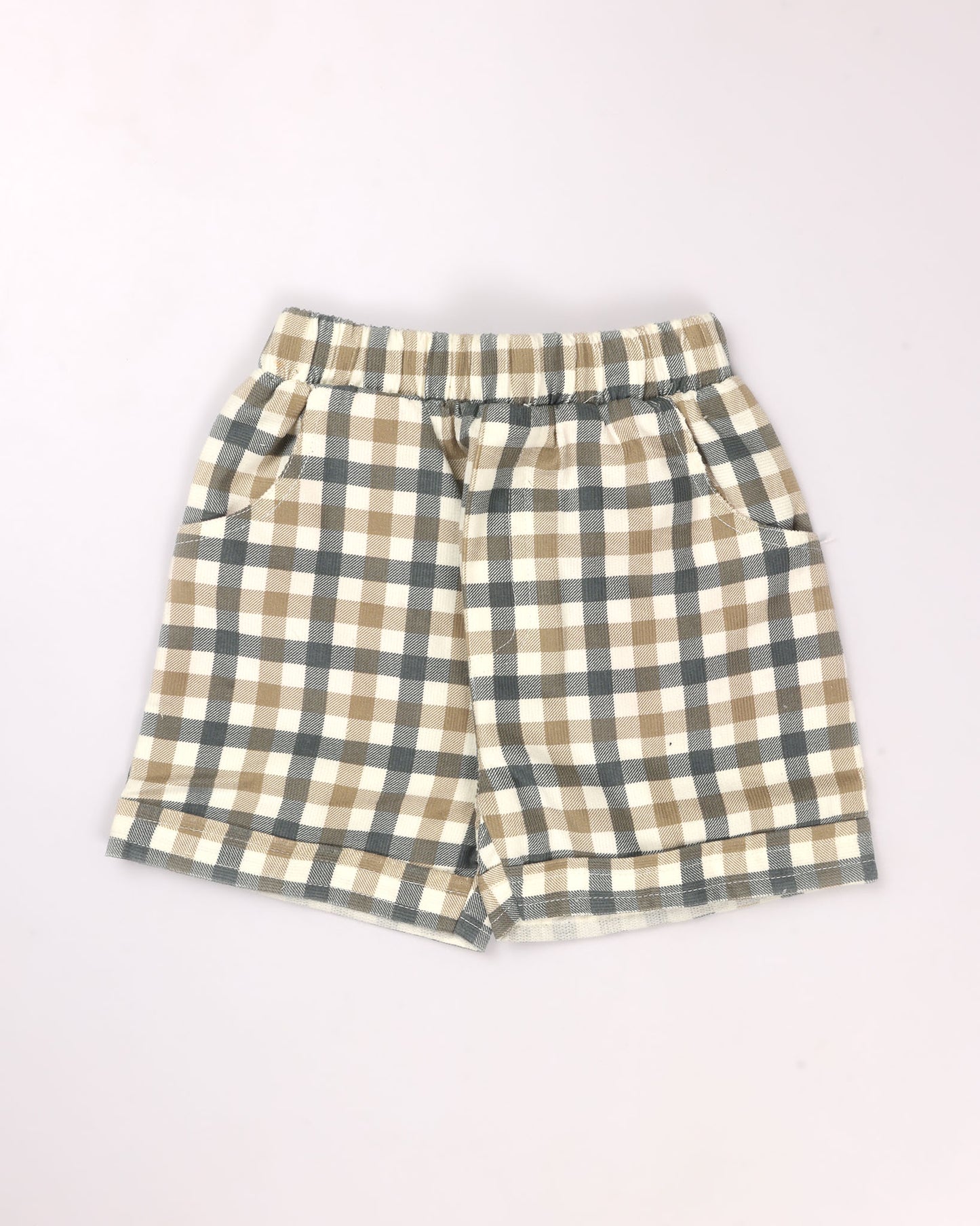 Check Textured Polo T-Shirt & Shorts Co-ord Set