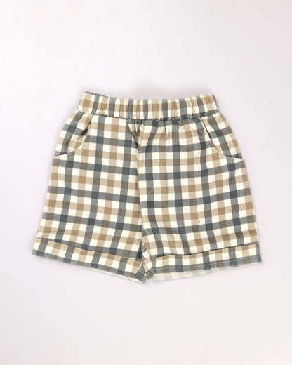 Check Textured Polo T-Shirt & Shorts Co-ord Set