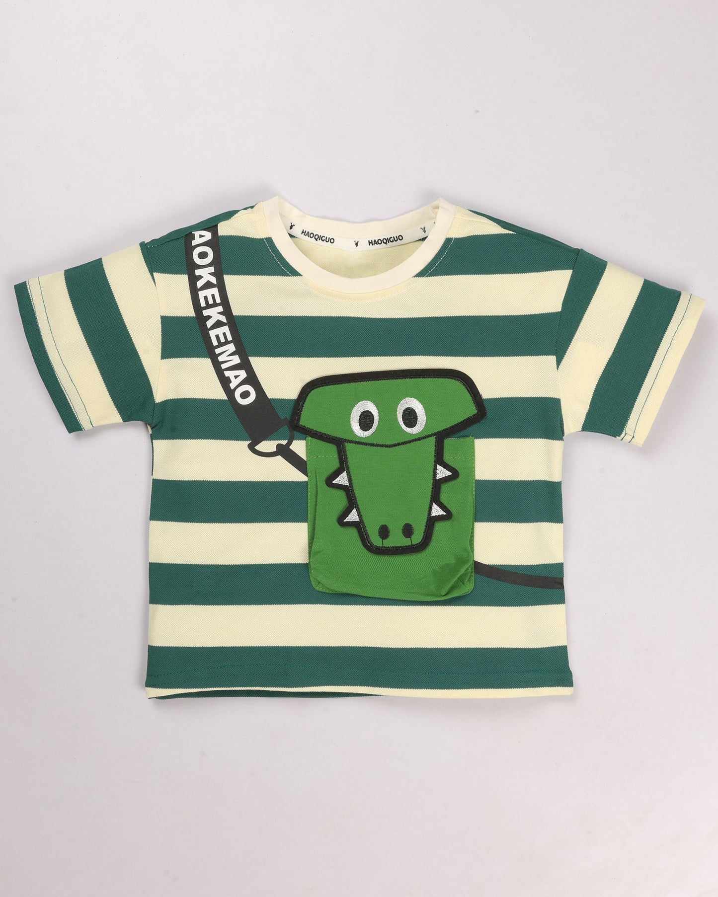 Stripe Textured Croco Face Appliquéd Co-ord Set