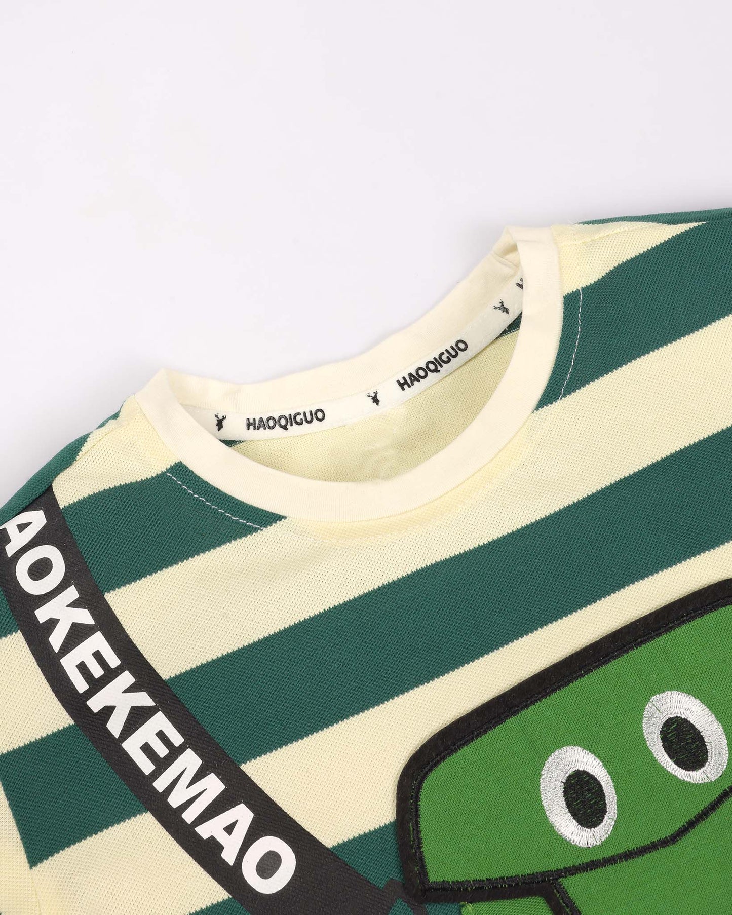 Stripe Textured Croco Face Appliquéd Co-ord Set