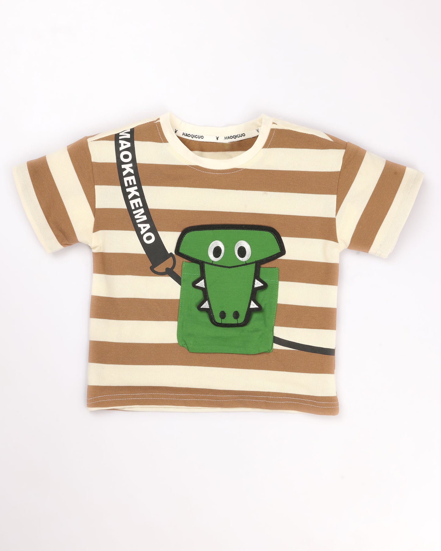 Stripe Textured Croco Face Appliquéd Co-ord Set